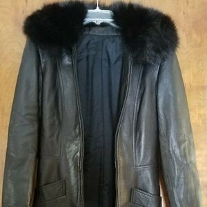 Womens black leather jacket